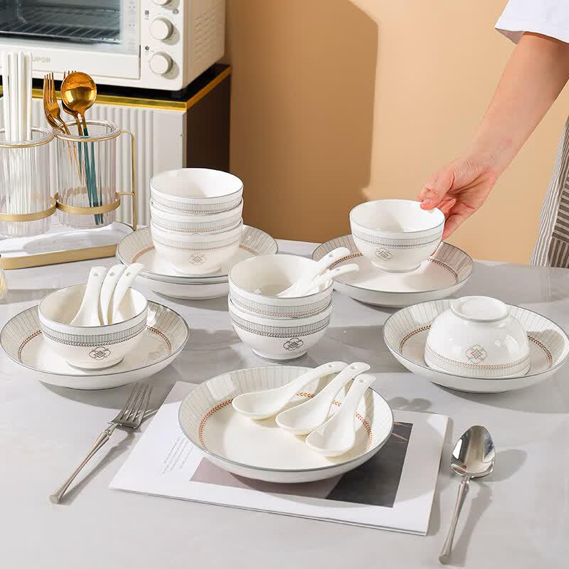 Tanghui Tangshan Star River 22-Piece Ceramic Dinnerware Set