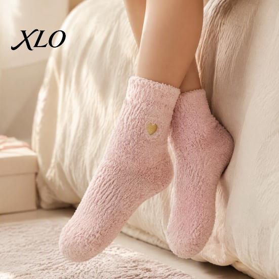 Sweet Style Decorative Socks 1 Pair Women's Fuzzy Slipper Socks, Soft Plush Warm Non Slip Indoor Floor Winter Home Sleeping Fluffy Cozy Fleece