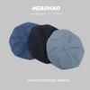 Style Artistic Retro Womens Beret In Denim Blue Warm Cotton Fabric For Seasons All