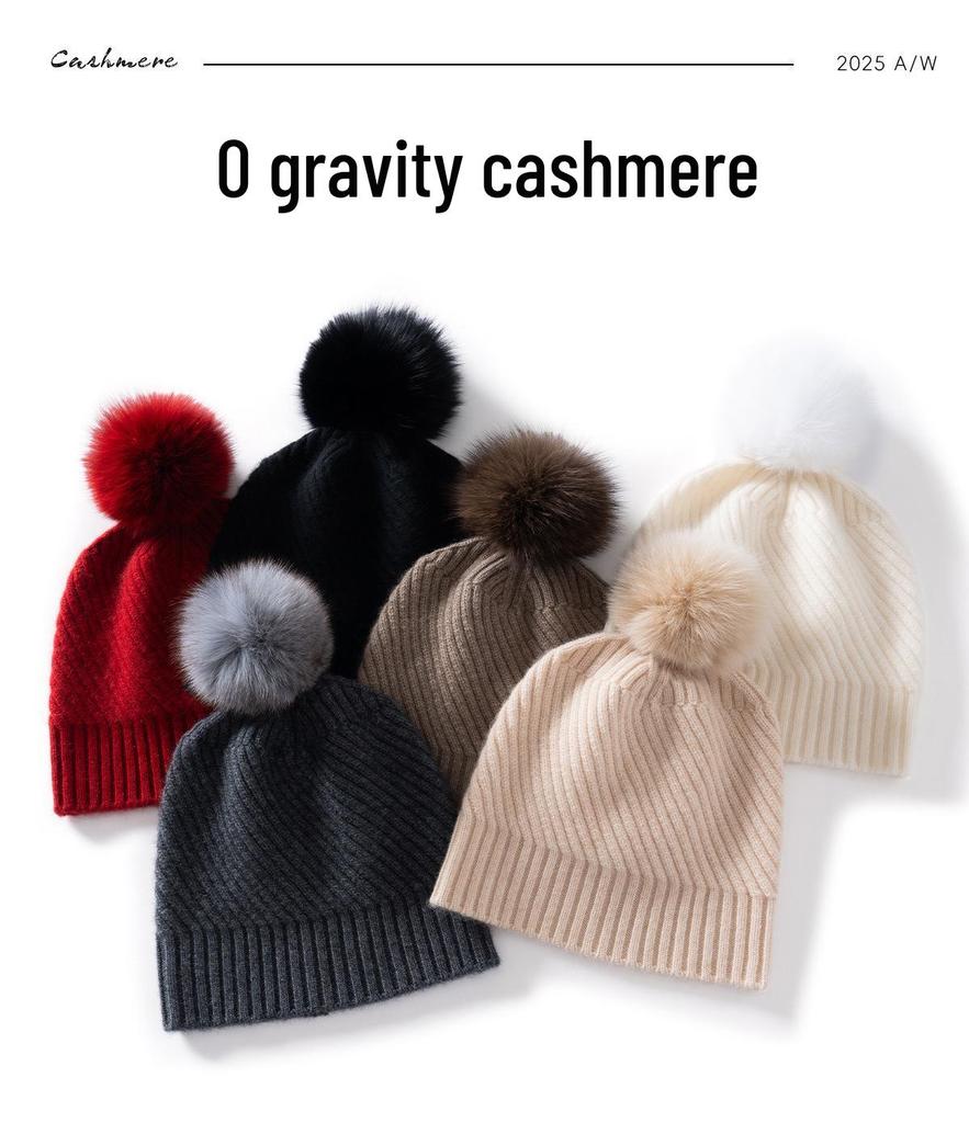 Unisex Cashmere Pom-Pom Hat: Stylish, Knitted, Warm Ear Protection for Autumn & Winter