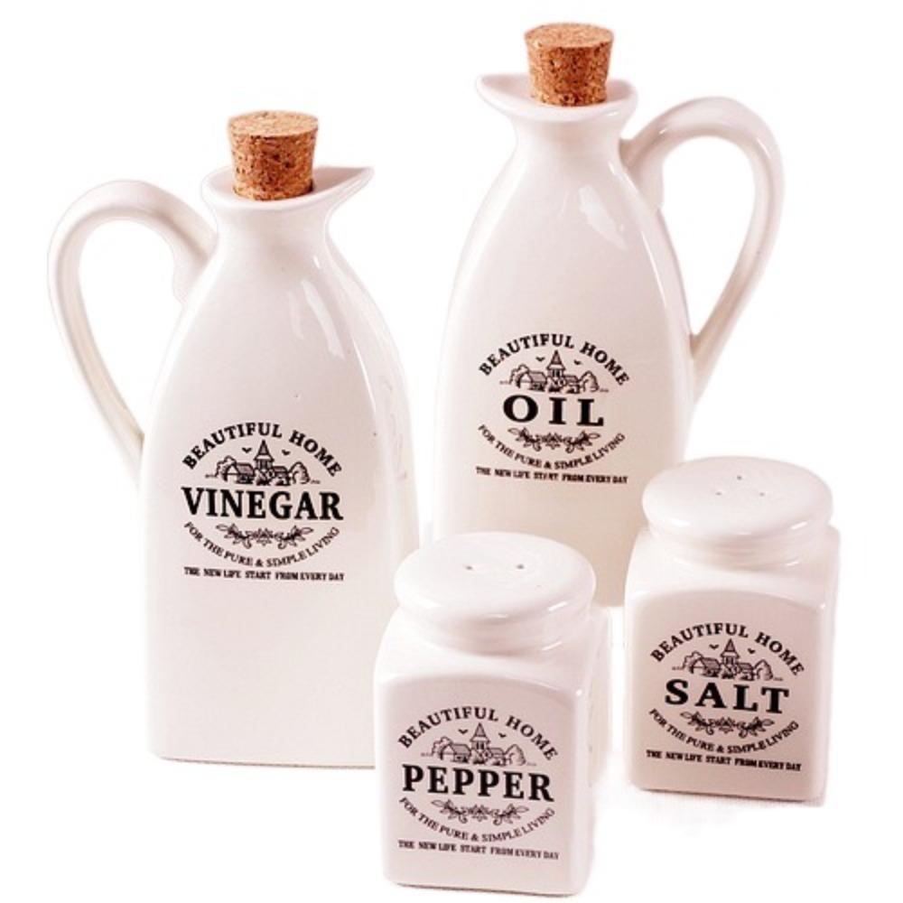 

4pcs White Oil Bottle Creative Storage Can Multipurpose Seasoning Bottle Desktop 4 Pcs