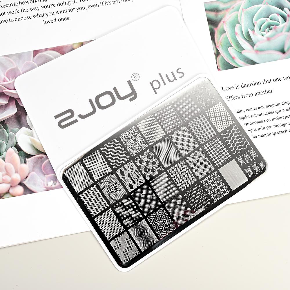 Destičky na ražení nehtů Zimní linky svetru s pruhovaným vzorem Šablony na nehty DIY geometrický kostkovaný design nehtová deska Obrázek Decoratio