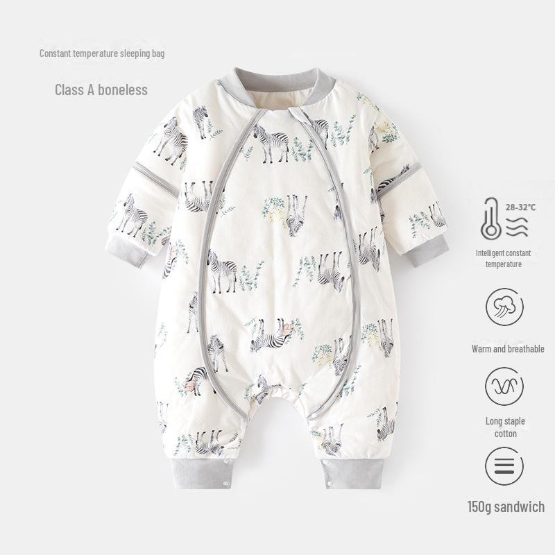 Newborn Anti-Kick Split Leg Sleeping Bag - Thick, Padded, and Zippered for Autumn and Winter