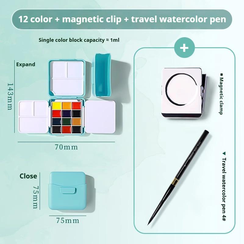 Travel Paint Palette Pocket Artist Watercolor Set Schmincke 12/24Colors Portable Watercolor Paint Box Sketchbook Set for Student
