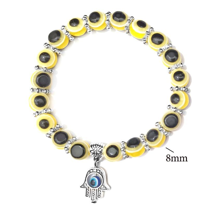 Fashion Turkish Blue Eye Bracelet Fatima Palm Demon Eye Beaded Bracelet