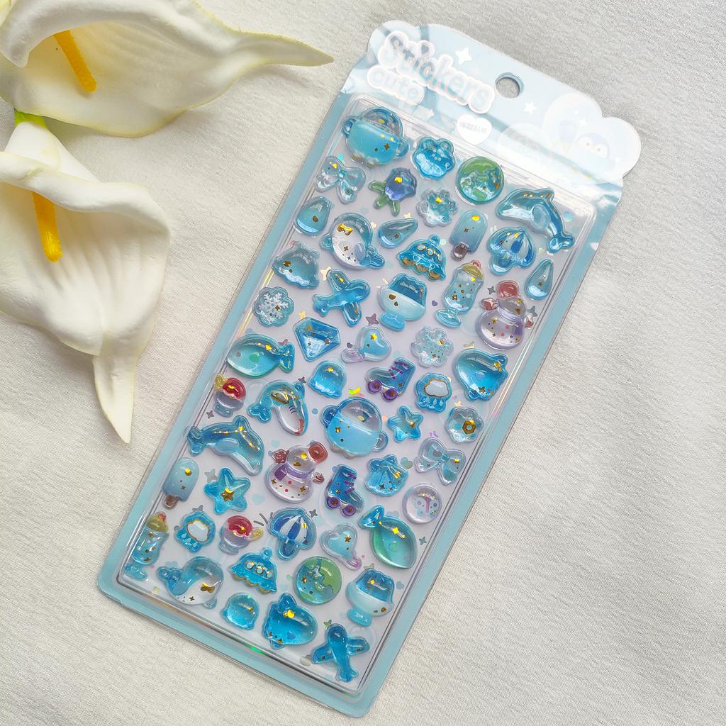 3D Shiny Crystal Stickers, Cute Cartoon Decals for Kids Scrapbook Journal DIY Craft
