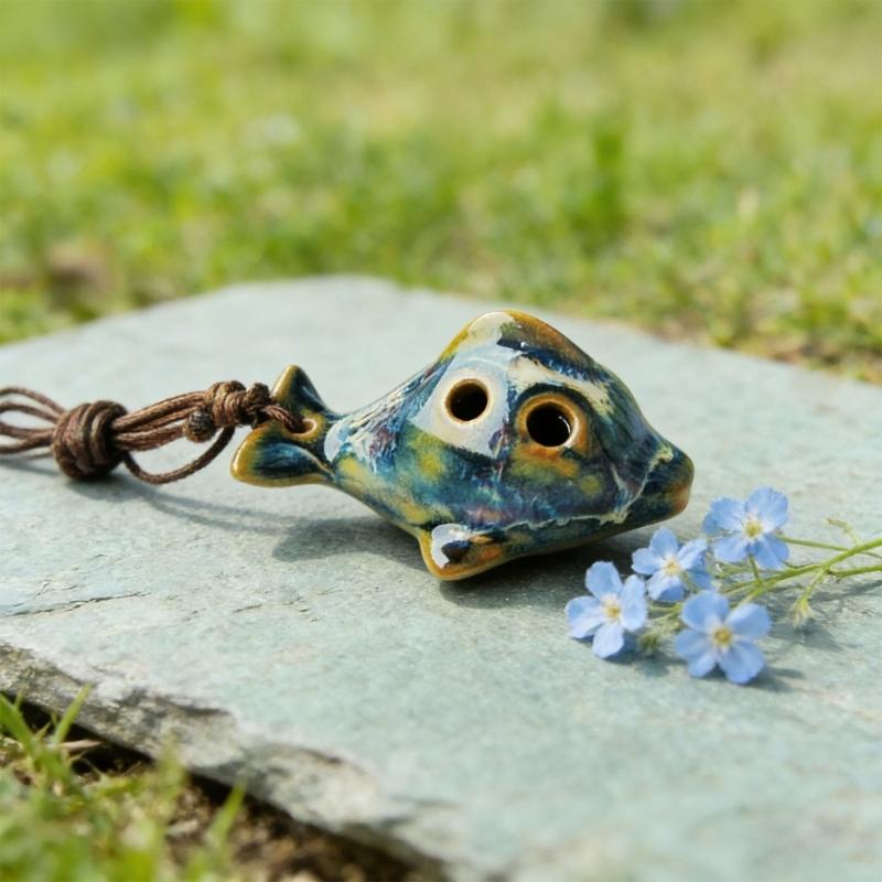 Unique Hand Painted Ceramic Ocarina Traditional Chinese Craftsmanship Easy Carry Musical Gift Choice