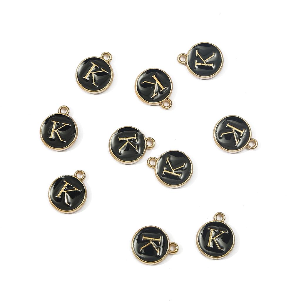 10Pcs Metal Enamel English Letters Charms Pendant For DIY Jewelry Making Necklace Bracelet Accessories