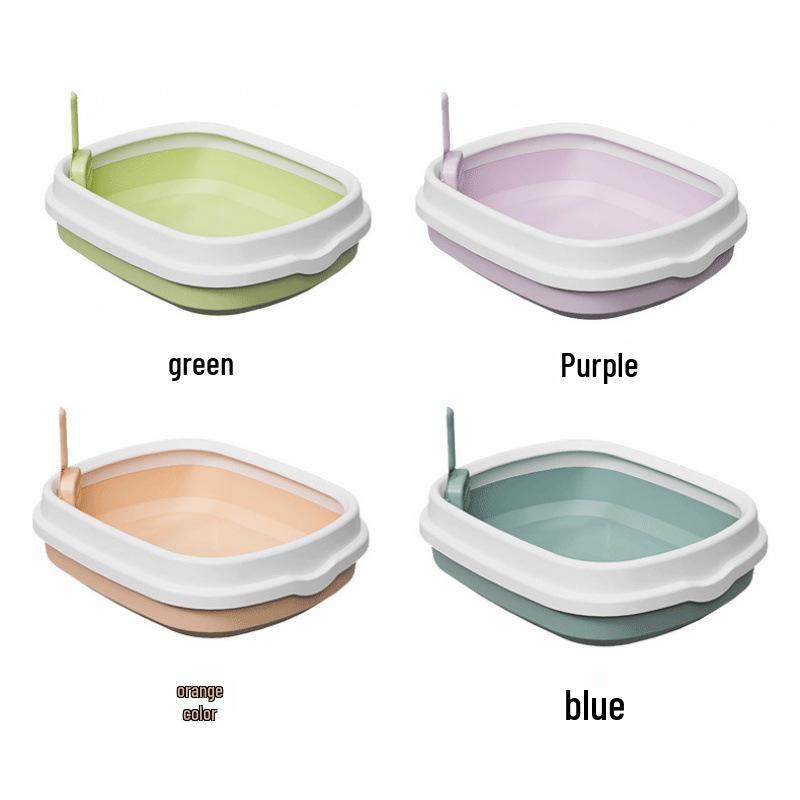 Extra Large Semi-Enclosed Anti-Splash Cat Litter Box, Plastic Pet Toilet