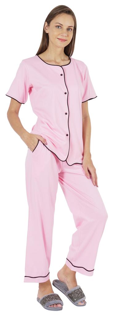 Inkmeso Damen Schlafanzug Set Oberteil Einfarbig Nachtwäsche Pj Loungewear 2-teiliges Set