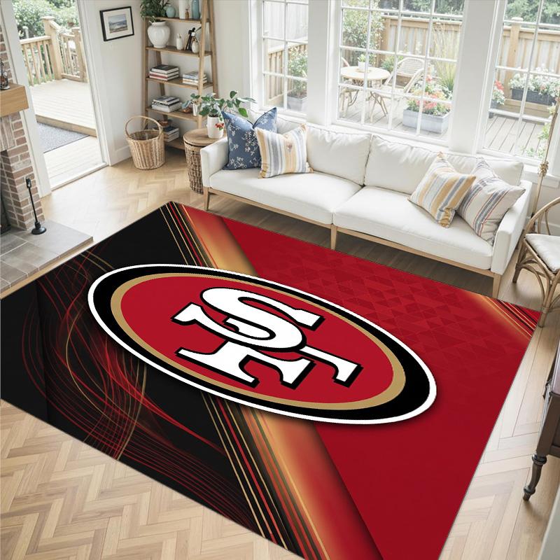 San Francisco 49ers Design Kristall Samt Teppich Gemütlich Nicht?Rutschfester Teppich mit Aufdruck für Schlafzimmer Wohnzimmer Eingang