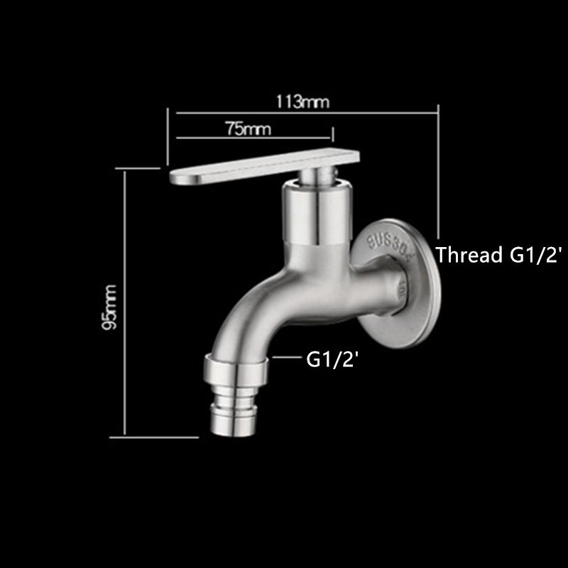 1 Stück 304 Edelstahl-Wasserhahn Waschmaschinenhahn Frostschutz- und explosionsgeschützt Einzelkalt-Wischbecken Schnellöffnungs-Hahn G1/2'