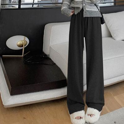 Casual Glutinous Rice Pants for Women In Spring and Autumn New High-waisted Slim Loose and Lazy Drooping Wide-leg Long Trousers