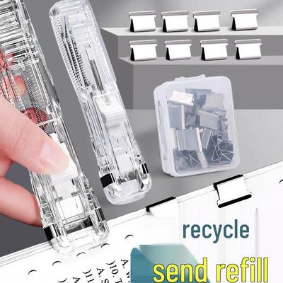 Transparent Long Tail Paper Push Clip & High-Value Stapler Clip Set for File and Roll Paper Storage