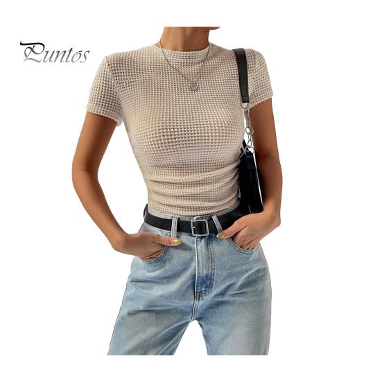 

Женская футболка с круглым вырезом и коротким рукавом, облегающие топы, однотонные, с завязками по бокам, короткие топы, повседневная одежда S абрикосовый