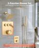 Shower Faucet Set, 305 Mm Thermostatic Ceiling Mount Rainfall Shower System with 152 Mm Wall Mount Head and 2 In 1 Handheld Spray, 3-Function Dual