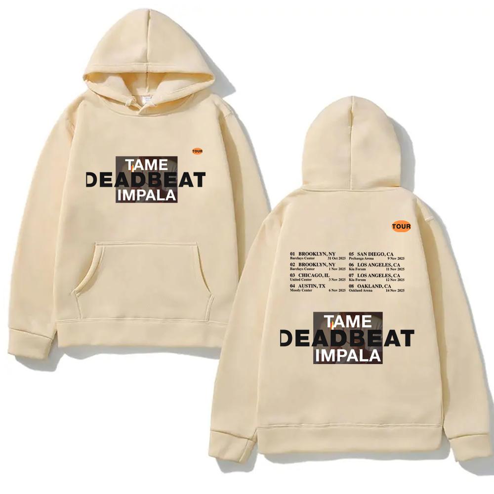 Tame Impala - Deadbeat Tour 2025 Hooded Hip Hop Sweatshirt with Hooded Singer's Same Style Clothes Hooded Fashion High Quality
