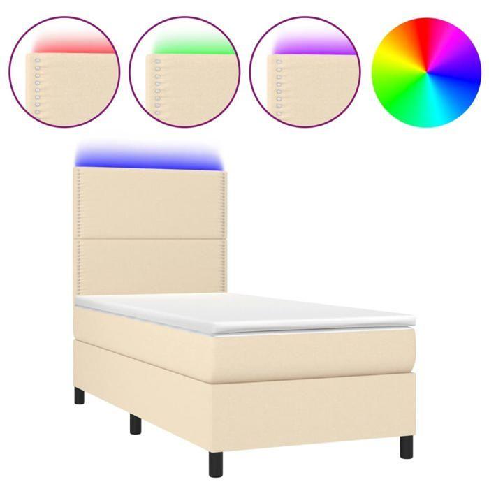 Maison Exclusive - Sommier à lattes de lit et matelas et LED Crème 90x190 cm Tissu