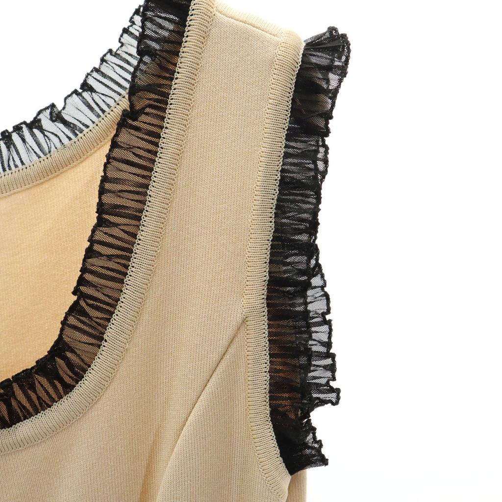 Rene No Sleeve Knit One Piece 36 Beige Women Used