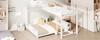 Letto a castello in metallo a L 90x200 sopra 140x200, Bianco