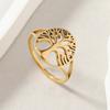 Creative Personality Stainless Steel Circle Hollowed-out Life Tree Couple Rings for Men Women Trendy Hip-hop Amulet Jewelry Gift