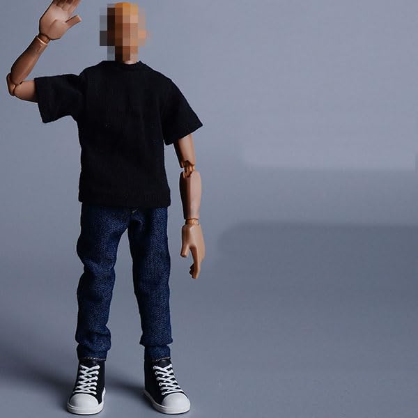 

Масштабный наряд для экшн-фигурки для мужчины и брюки не черные 1/12 женский, унисекс, футболка (Тело, голова, обувь и т.д.. Включено), чёрный