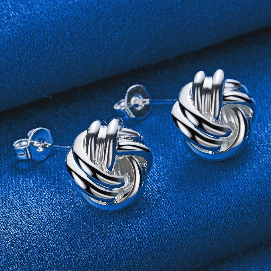 925 Sterling Silver Luxury Exquisite Twisted Stud Earrings for Women Fashion Gifts Jewelry Wedding Party Accessories