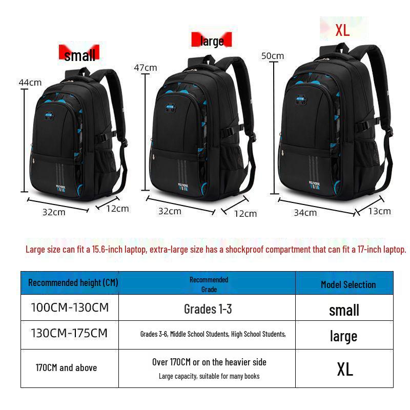 Vodotěsný školní batoh velké kapacity pro žáky základních, nižších středních a středních škol