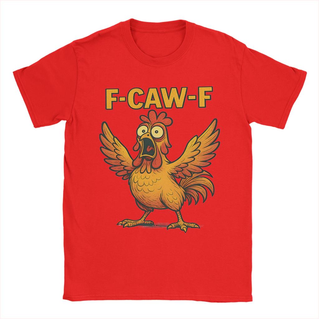 Men's T-Shirts Funny F-Caw-F Chicken Screaming Rooster Meme Humor 100% Cotton Tee Shirt Short Sleeve  T Shirt O Neck Tops Unique