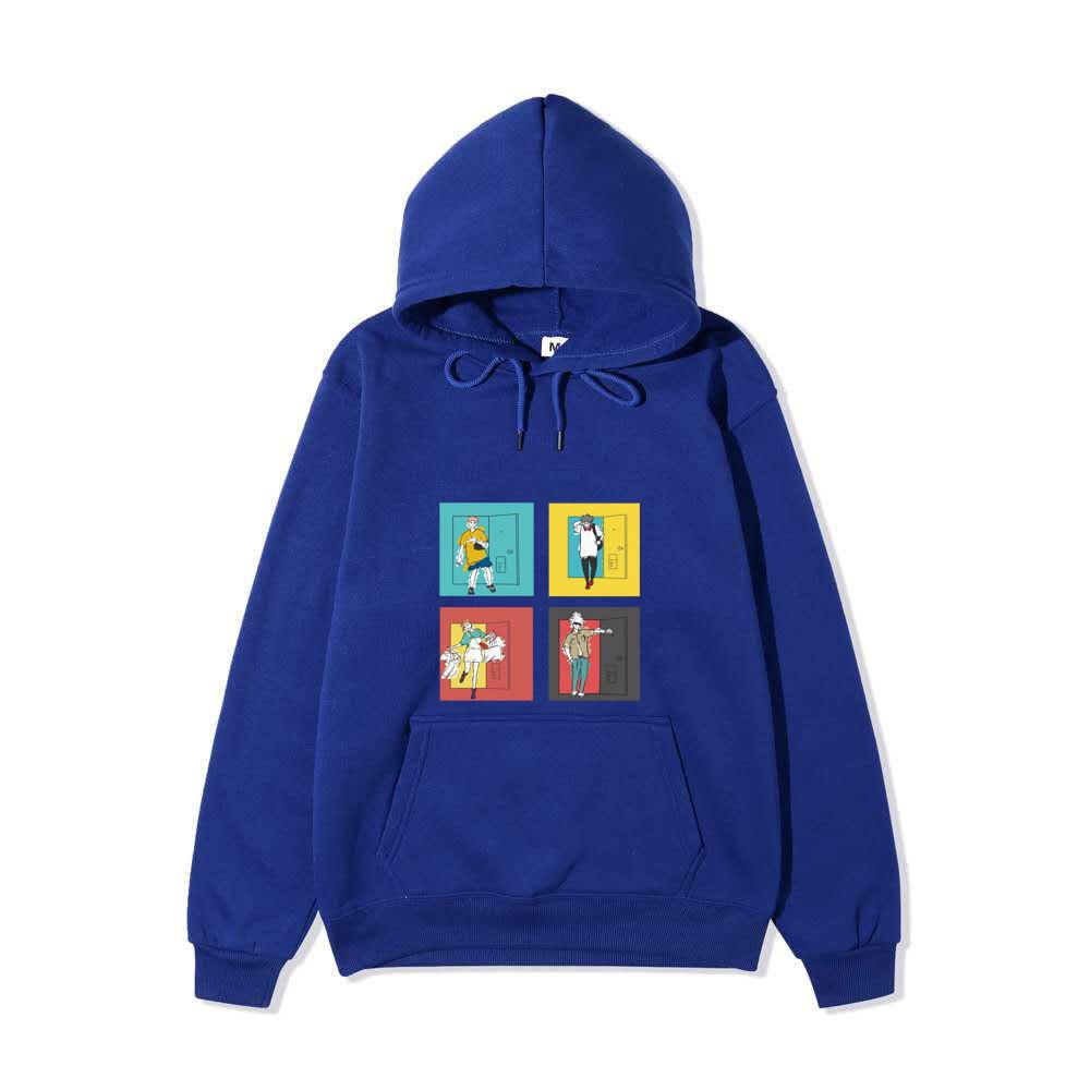 Anime Jujutsu Kaisen Ending Scene Printed Hoodie Loose Warm Fleece Sweatshirt Autumn Winter Minimal Street Pullover