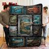 Gothic Fish Collage 2D Flat Pattern Flannel Blanket, High quality All Seasons, Home Decor, Warmth and Comfort, Perfect for Christmas Gifts.
