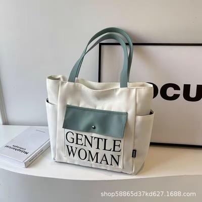 Large Capacity Canvas Bag Women's 2026 New Tote Bag Casual Versatile Student Class Shoulder Commuting Tote Bag