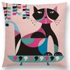 Cartoon Sofa Überwurf Kissenbezug Bunte Tiere Vogel Katze Reh Pfau Eule Blumen Lied Kissenbezug