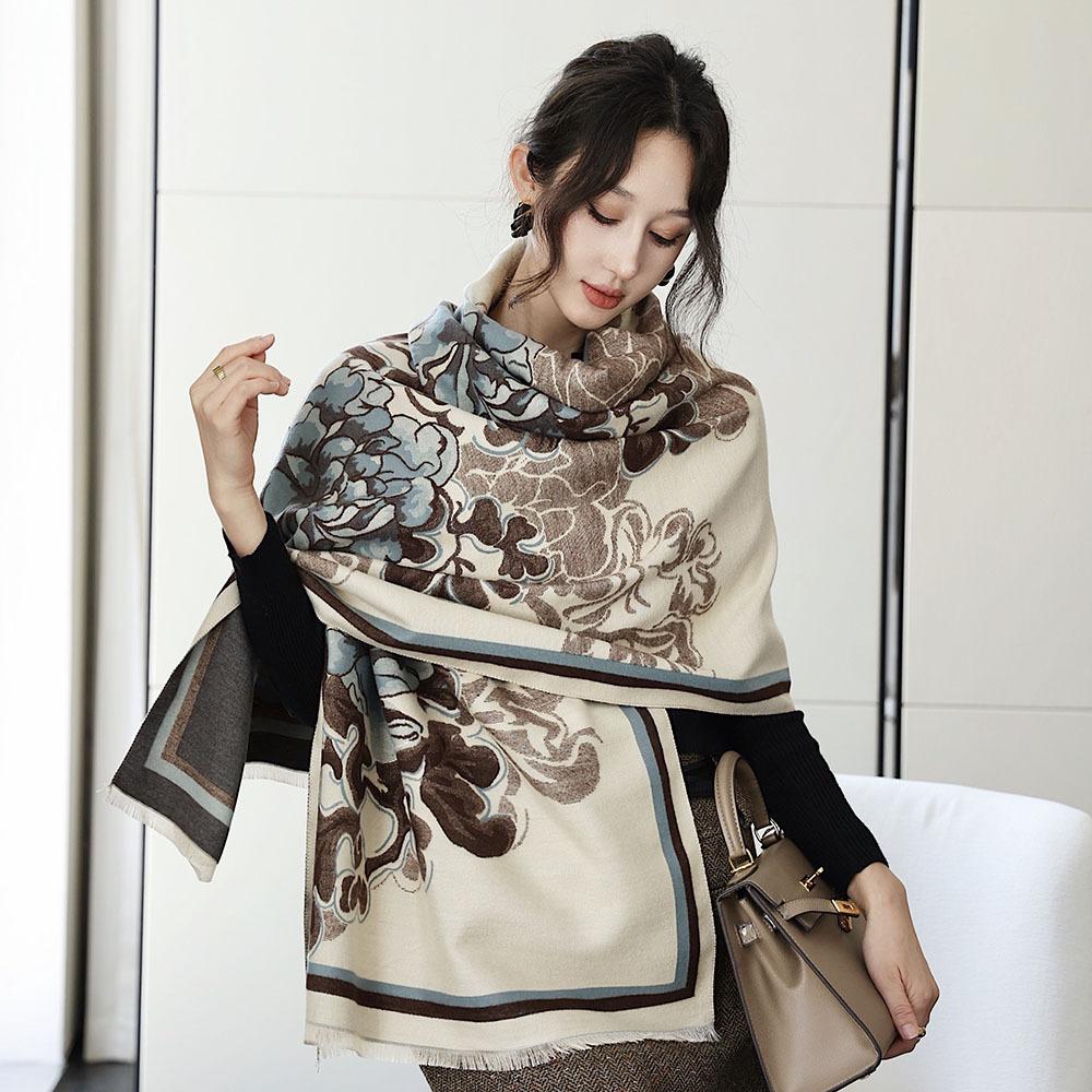 Double Sided Scarf For Women, Autumn And Winter Long Style, Suitable For Both Wearing And Wearing Cloaks, With A Thick Imitation Cashmere Shawl