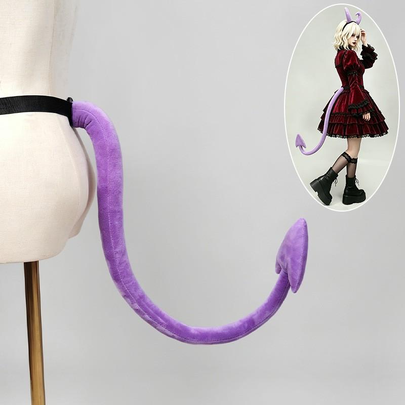 Cola de Demonio de Peluche Accesorio de Cosplay Fiesta de Halloween Convención de Anime Dulce Estilo Gótico Ala de Murciélago Diabólico Atrezo