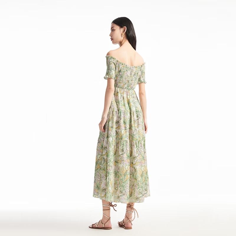 VEROMODA Women's Printed Off-Shoulder A-Line Maxi Dress