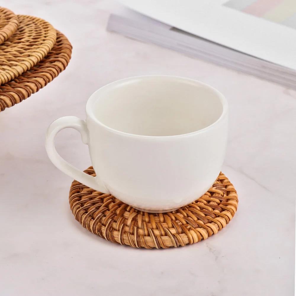 Placemats Kitchen Handmade Cup Mats Table Padding Bowl Pad Rattan Coasters