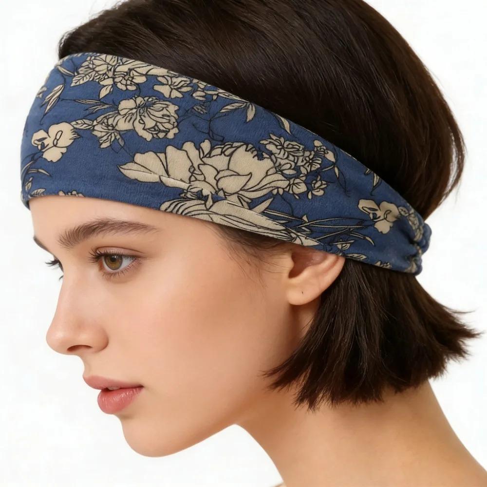 Wide Edge Bohemian Elastic Headbands, Comfortable Sweat Absorbent Hair Bands for Womens