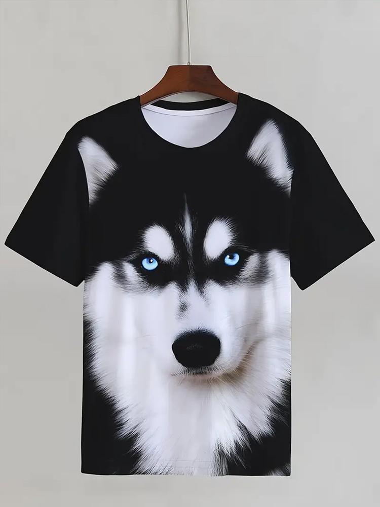 Men's Casual Streetwear T-Shirt Print Polyester Round Neck Short Sleeve Tops
