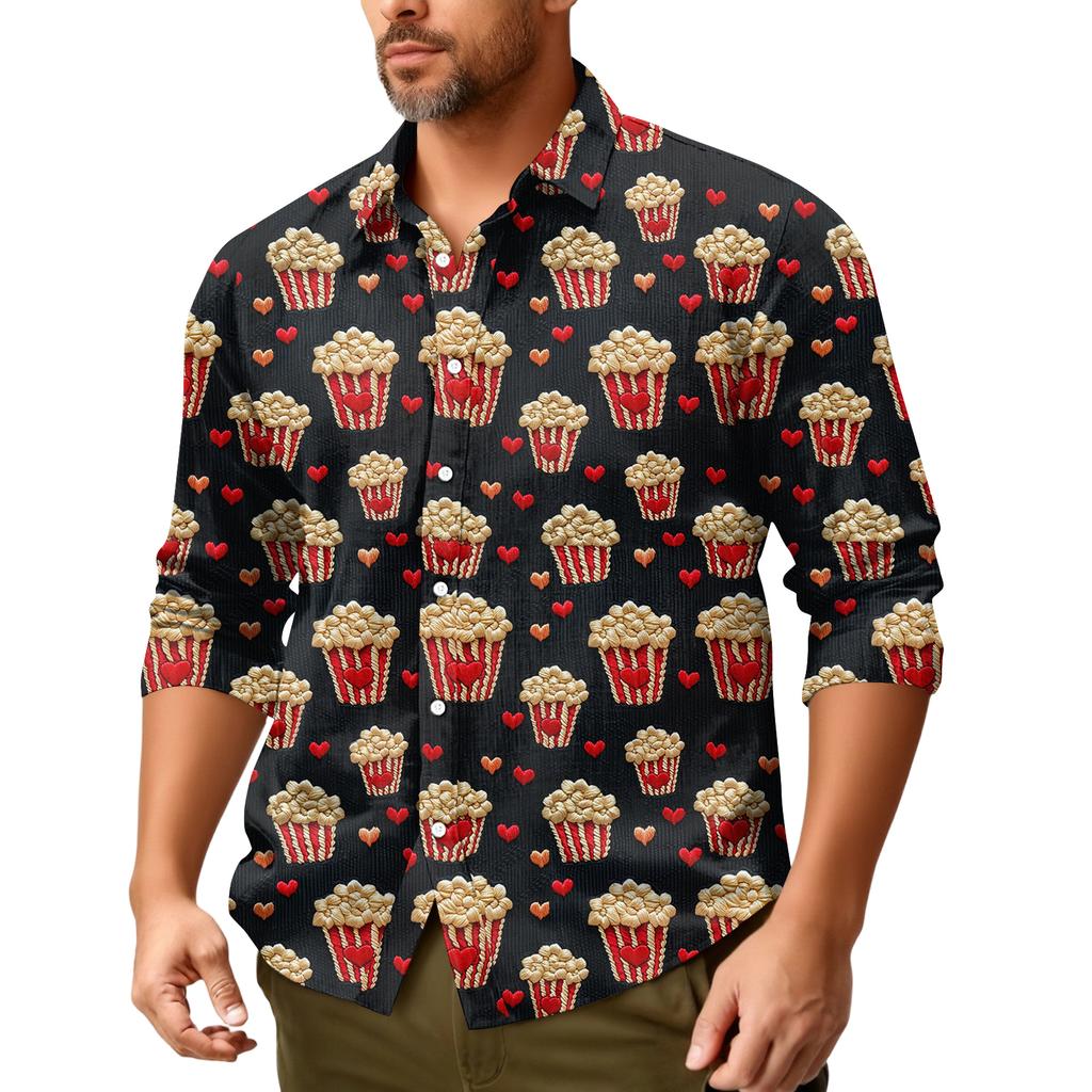 Lässiges, locker sitzendes Langarmhemd für Herren, modisches Revershemd