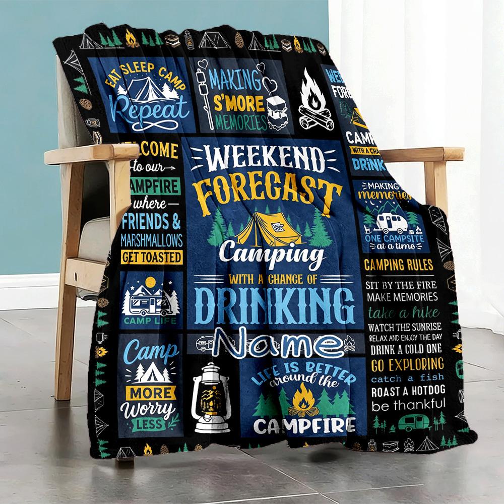Camping Adventure Weekend Forecast Customize Your Name Home Blanket S Comfortable Soft Lightweight Allseason Multipurpose Blanket For Picnics Couches