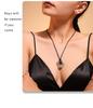 Qiong Yao Stainless Steel Curved Pendant Necklace with Black Leather Cord, Adjustable Length, Simple High-End Design for Women.