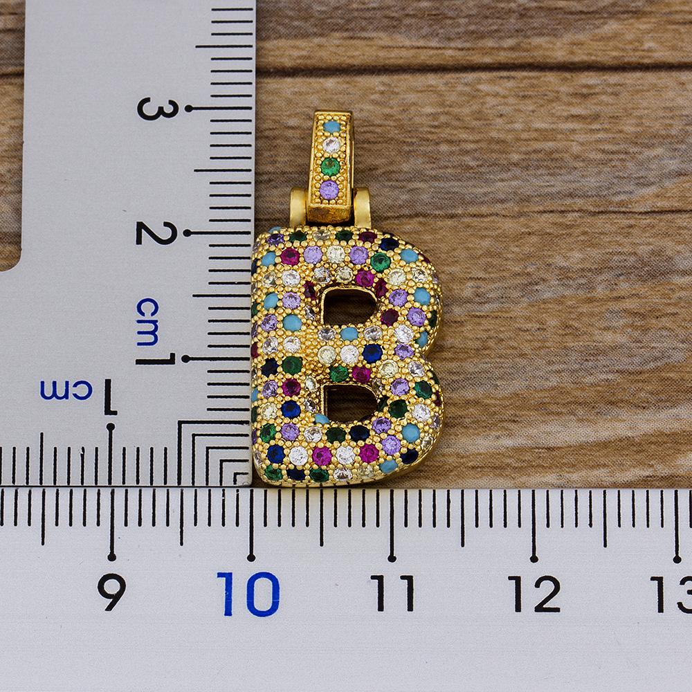 Nidin Fashion Luxury 26 Letters Copper Zircon Pendant Necklace for Women Rainbow Initials Name Necklace Wedding Party Jewelry
