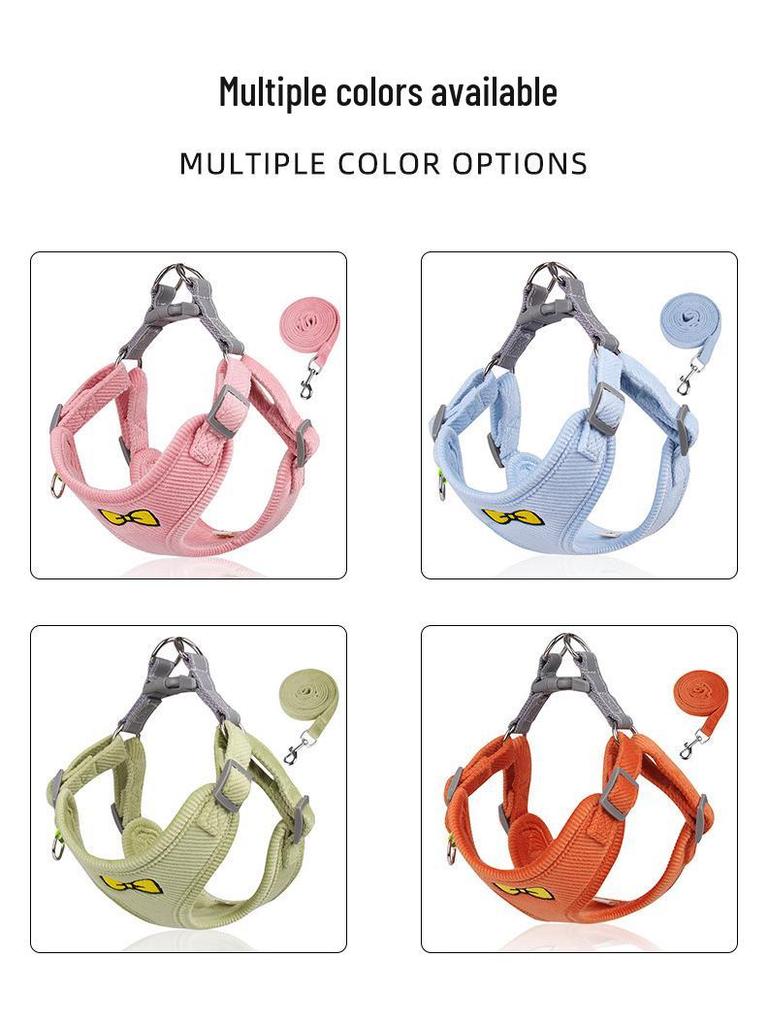 Reflective Vest-Style Dog Harness & Leash for Small Breeds