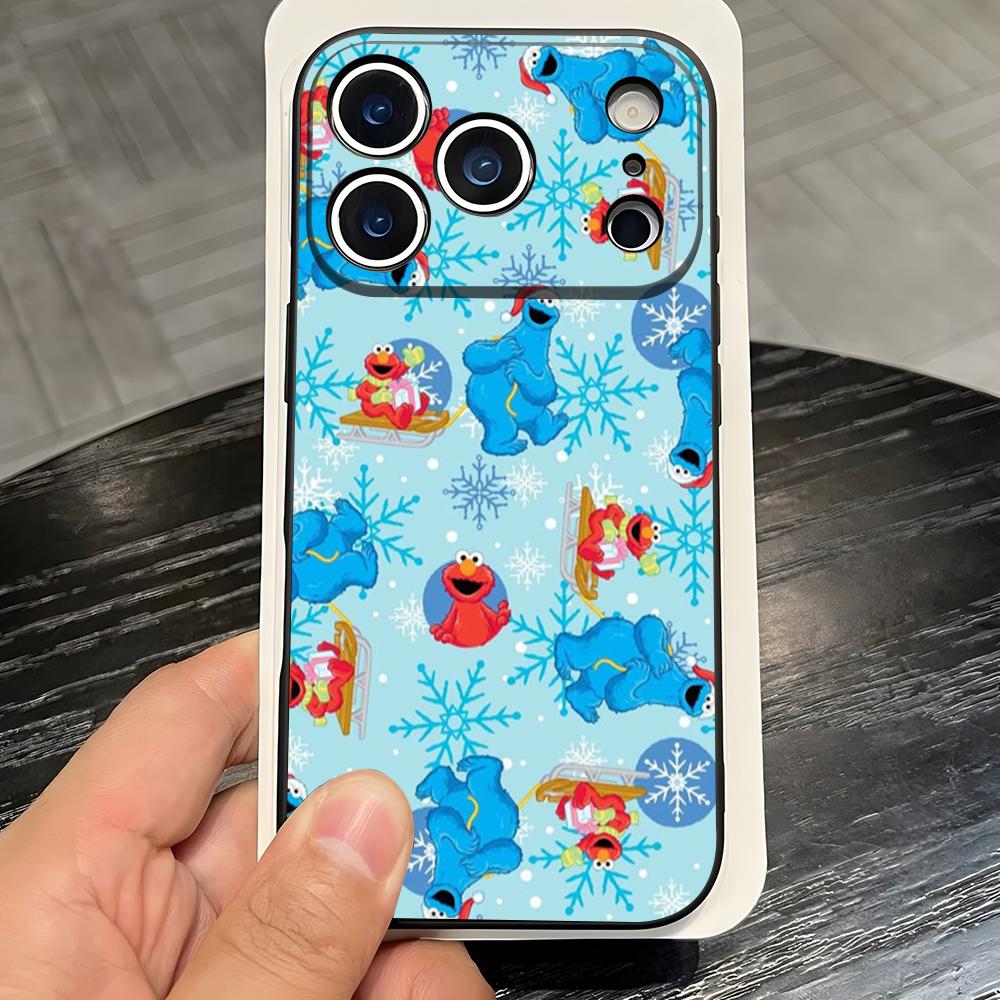 

Trendy Cartoon Sesame Street Makeup Mirror Phone Case For IPhone 17 Pro Max 16 15 14 Pro Max 13 11 X Xs Xr 8 7Plus Silicone Cove iPhone 16 Pro