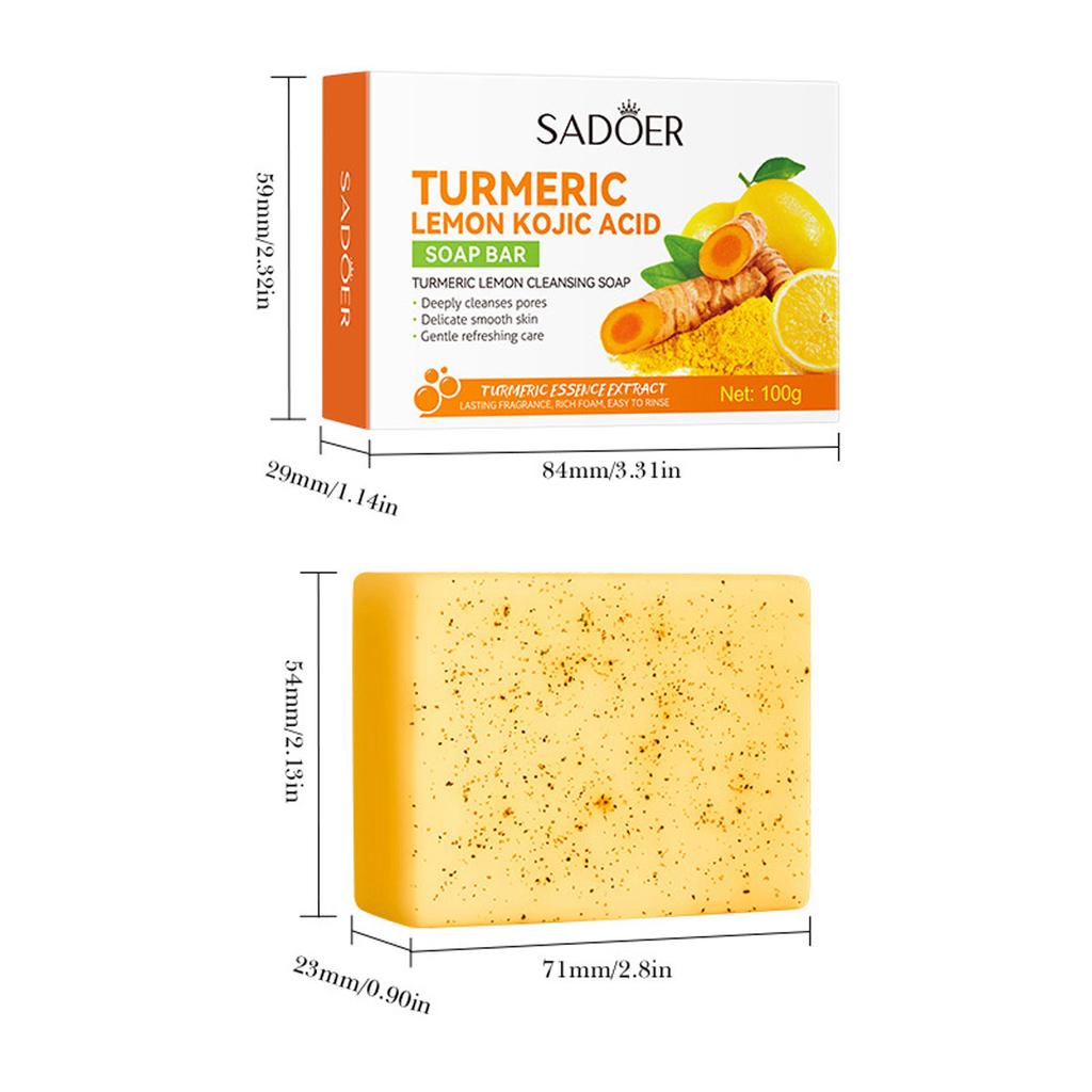 Turmeric Kojic Acid Lemon Essential Oil Soap, Frosted Particle Soap, Physical Exfoliating Handmade Soap
