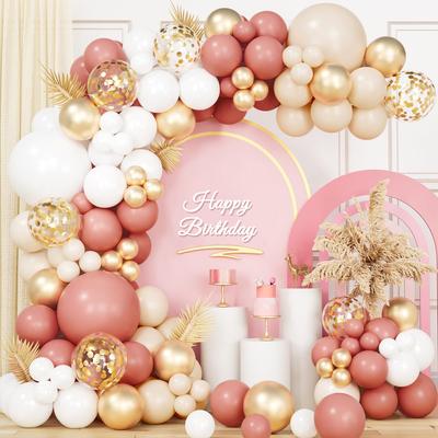 Retro Rosa Weißgold Ballons Girlande Bogen Set Geburtstagsfeier Dekoration Kinder Babyparty Hochzeitsfeier Zubehör Letax Ballons