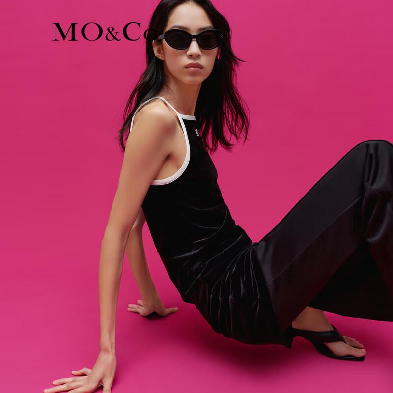 MO&Co. Embroidered Velvet Cami Dress