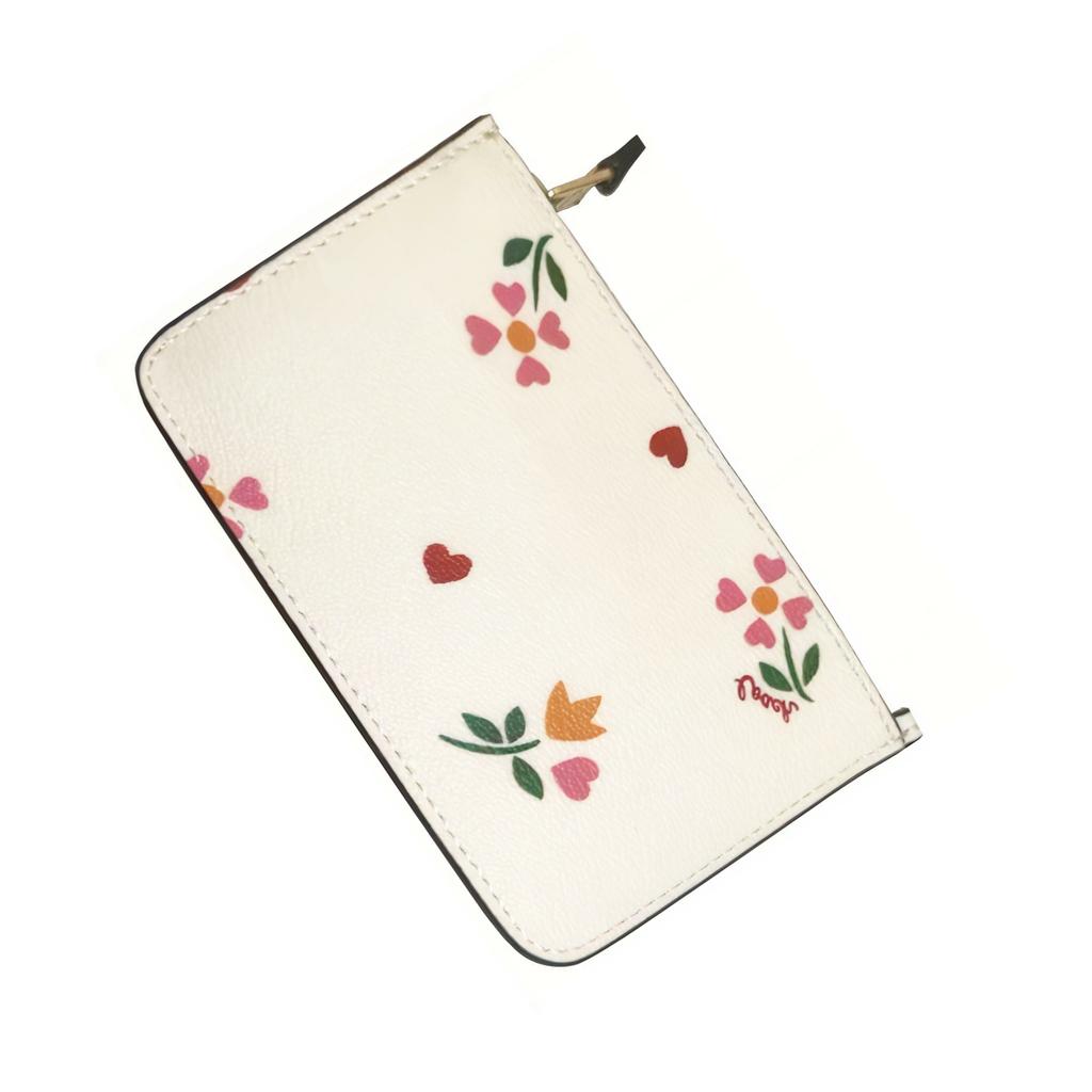 New COACH Corner Zip Leather Wrist Bag Coin Purse Wallet Women's White CI673G-IMCAH