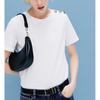 T-shirt Spring White Tops Button Versatile Short Sleeve MD